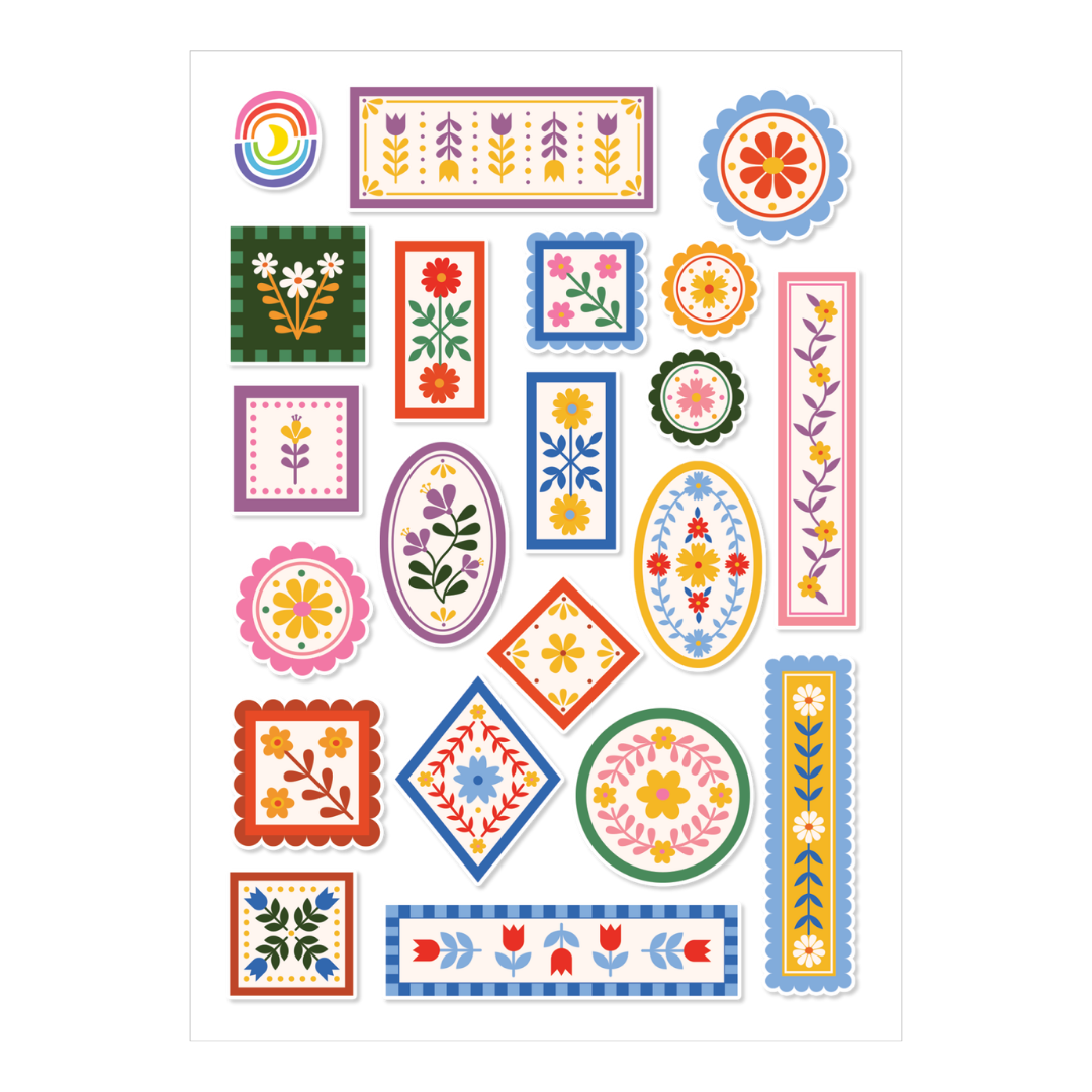 Folk Art Sticker Sheet