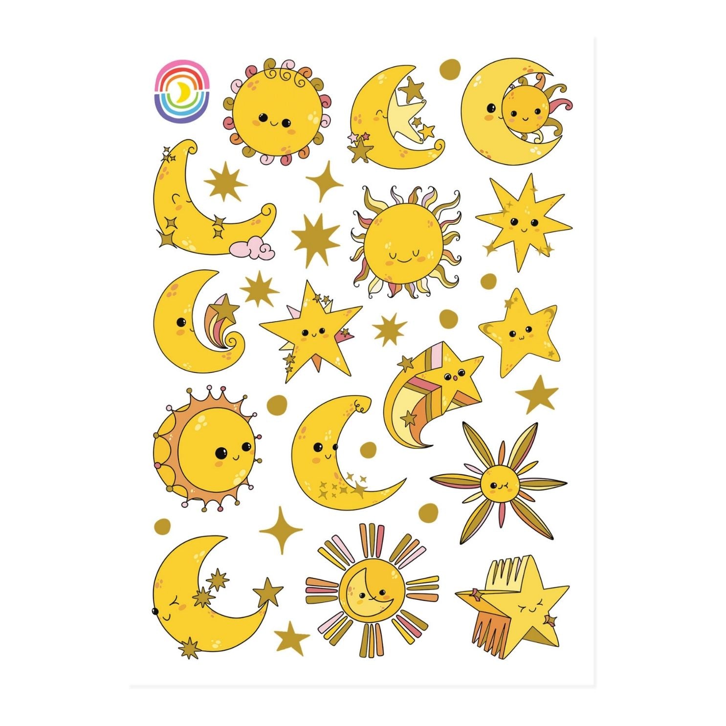 Golden Celestial Hologram Sticker Sheet