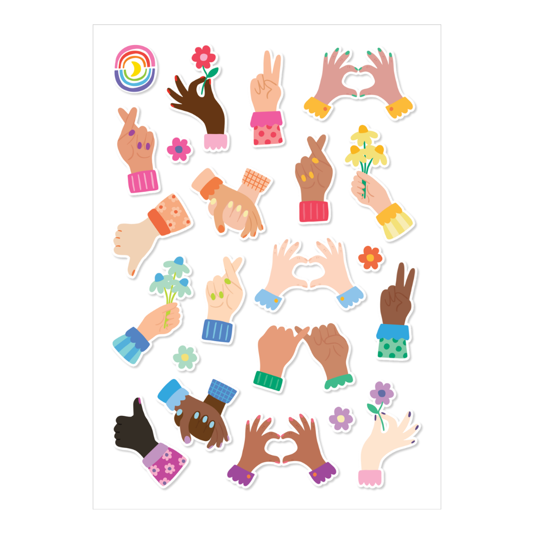 Happy Hands A6 Sticker Sheet