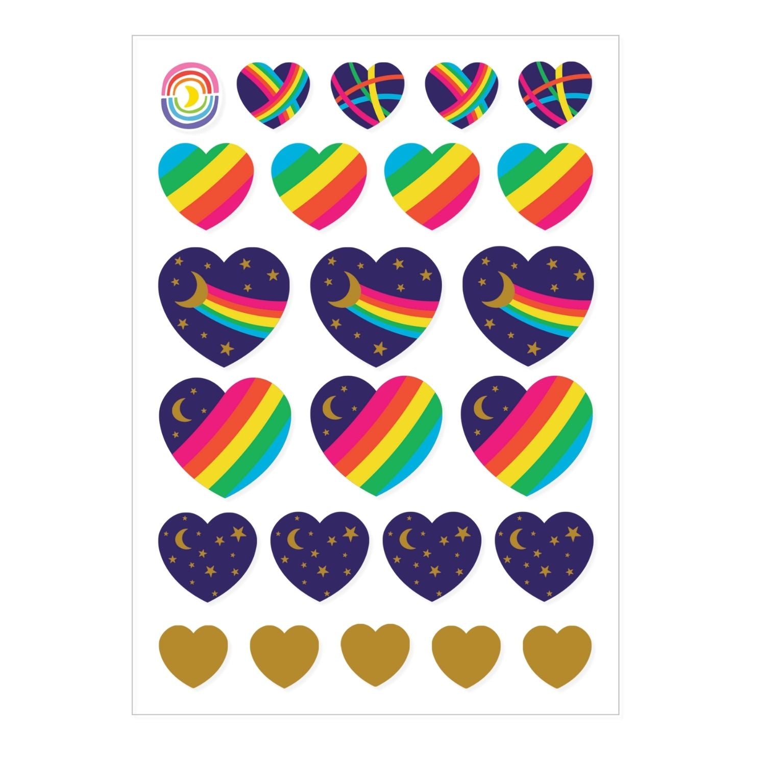 Neon Night Hearts A6 Gold Hologram Foil Sticker Sheet