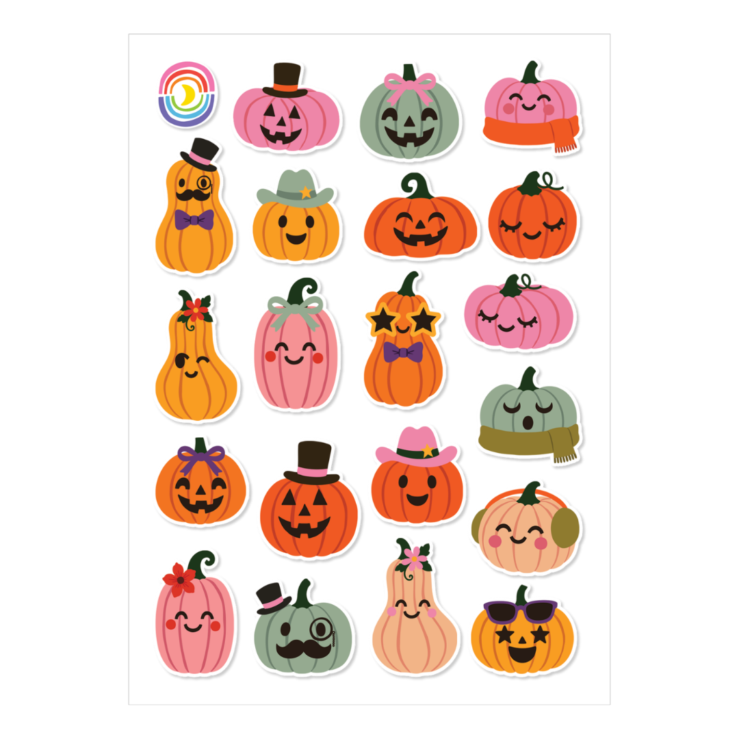 Happy Halloween Pumpkins Frosted Glitter Sticker Sheet