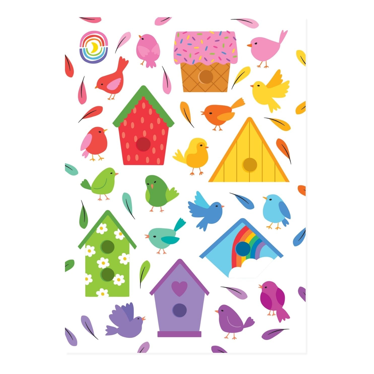 Rainbow Bird Houses Sticker Sheet