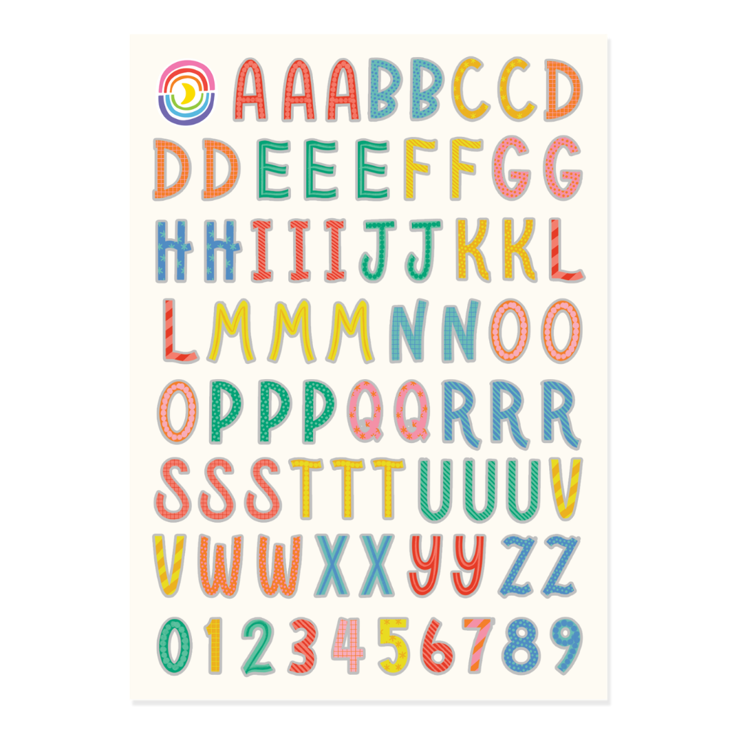 Pattern Alphabet Rainbow Foil A6 Sticker Sheet