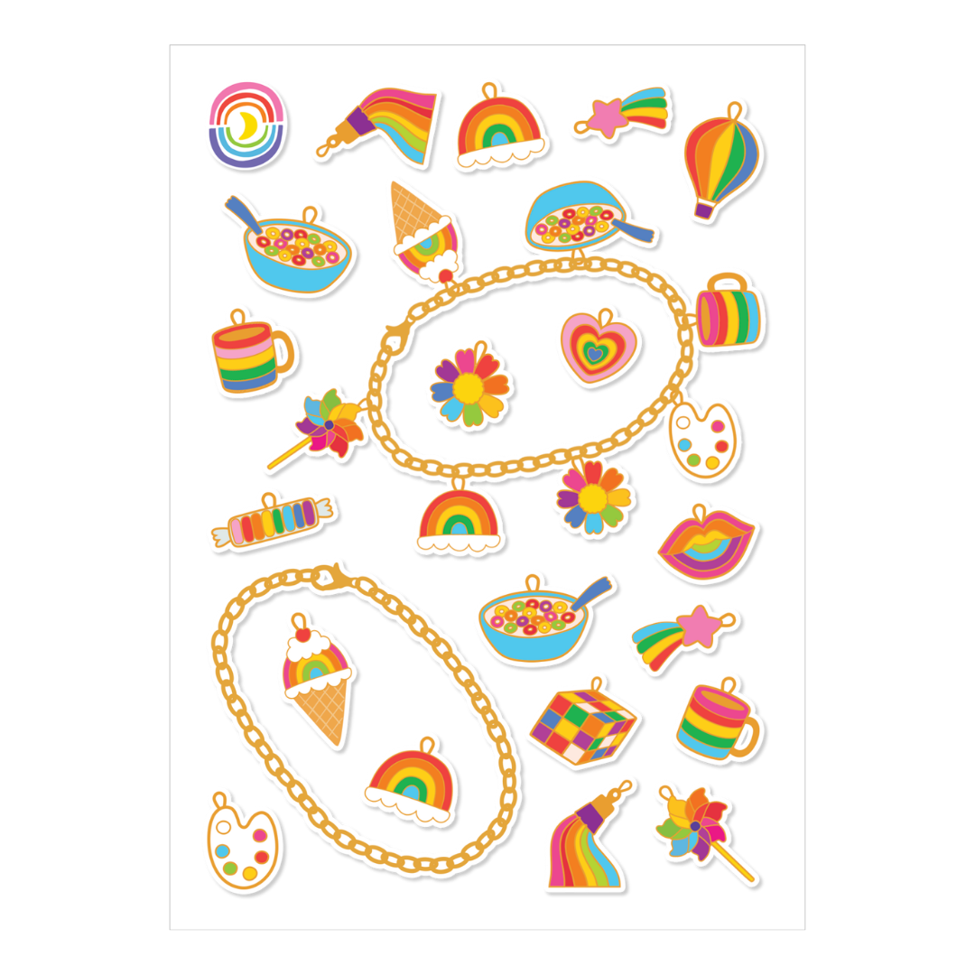 Rainbow Charms A6 Sticker Sheet