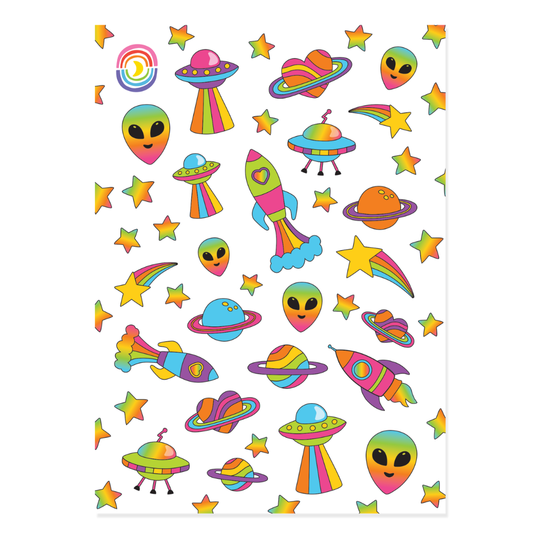 80s Aliens Hologram A6 Sticker Sheet