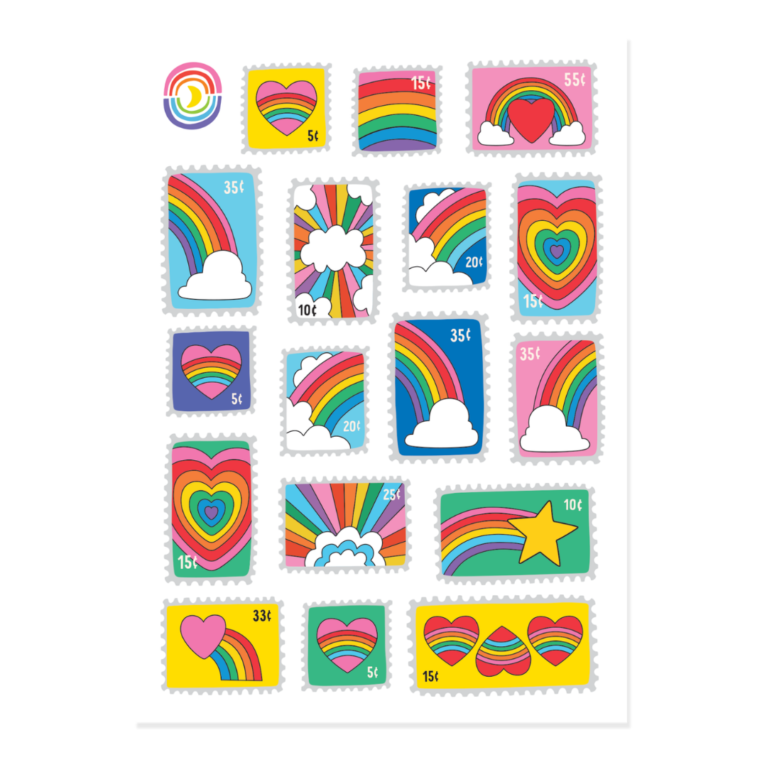 Rainbow Stamp Collection A6 Silver Foil Sticker Sheet