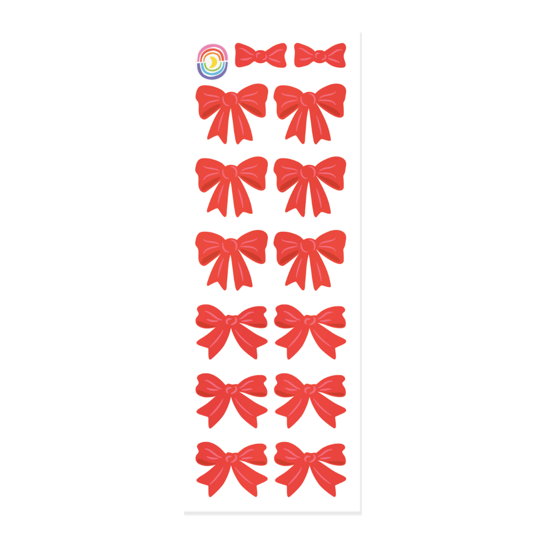 Red Ribbons Foil Strip Sticker Sheet