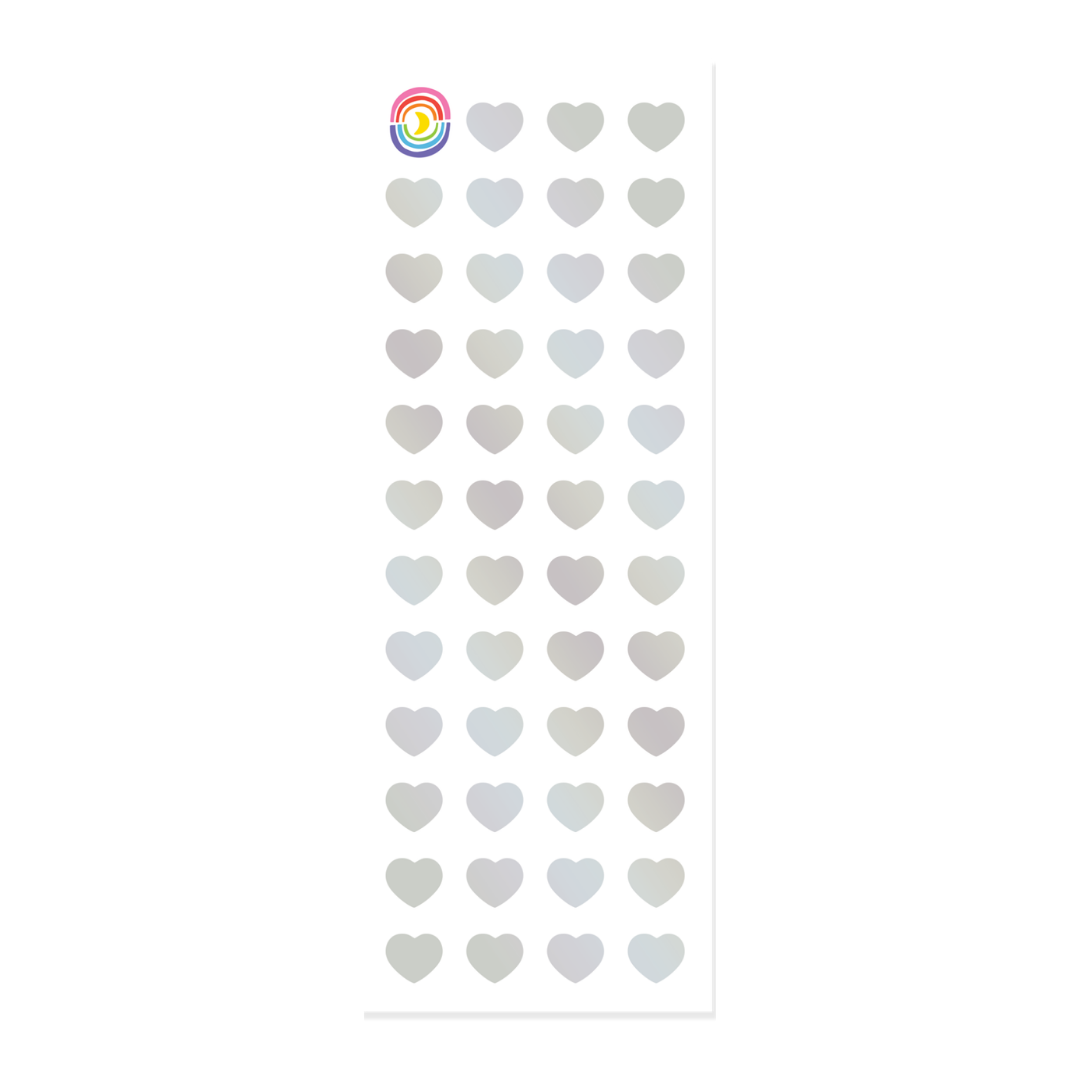 Rainbow Hologram Hearts Strip Sticker Sheet