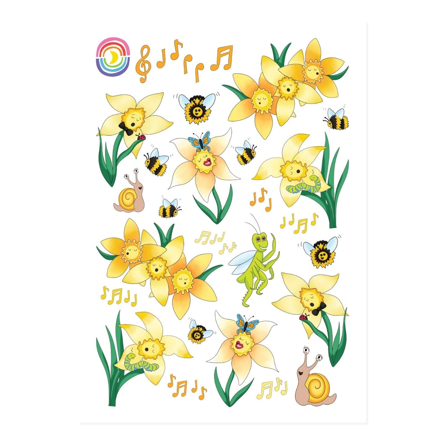 Singing Daffodils Sticker Sheet