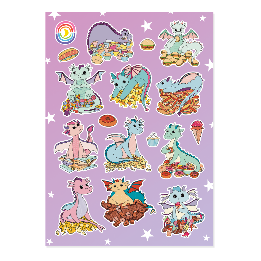 Snack Dragons A6 Hologram Sticker Sheet