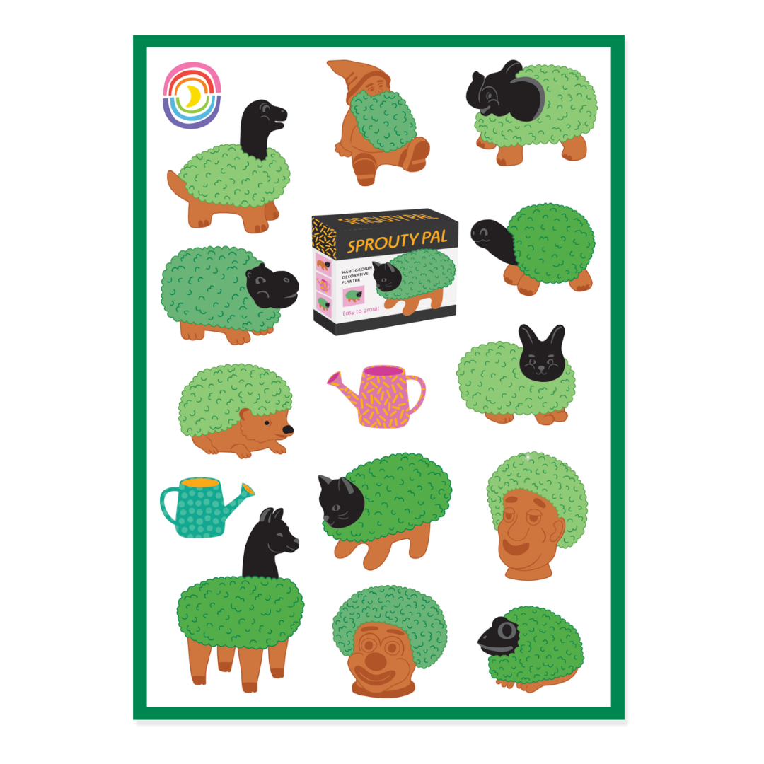 Sprouty Pals Green Foil Sticker Sheet