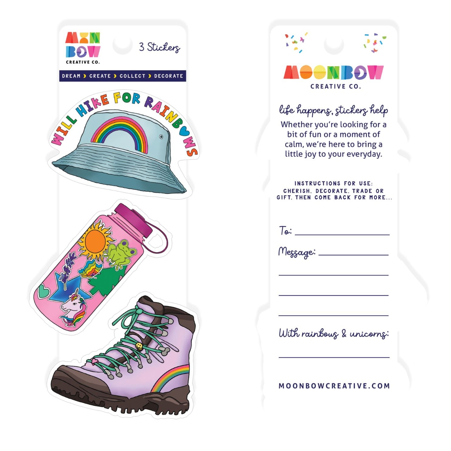 Will Hike for Rainbow Vinyl 3 Piece Stickergram