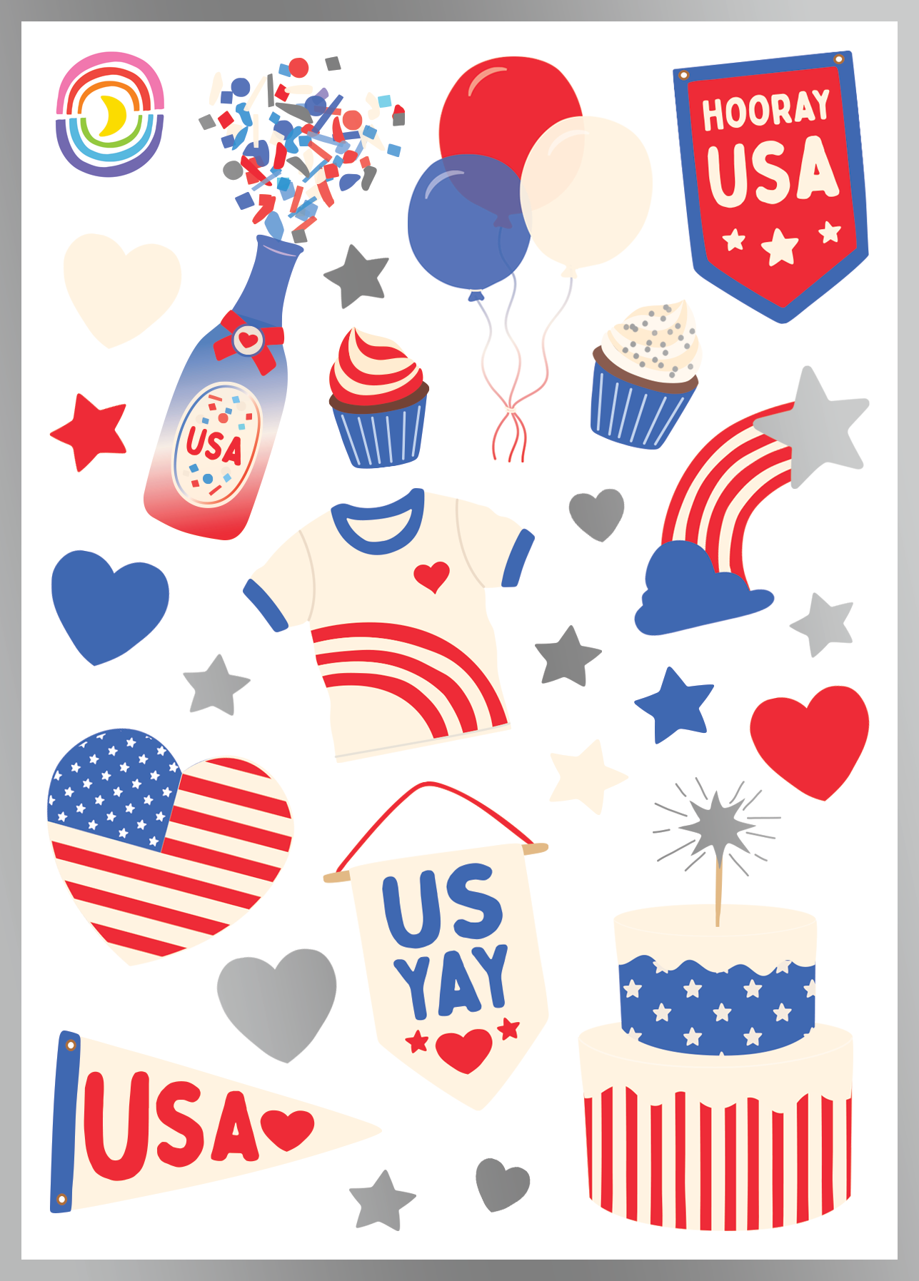 4th July 250th & Soccer Celebrations Foil Sticker Sheet