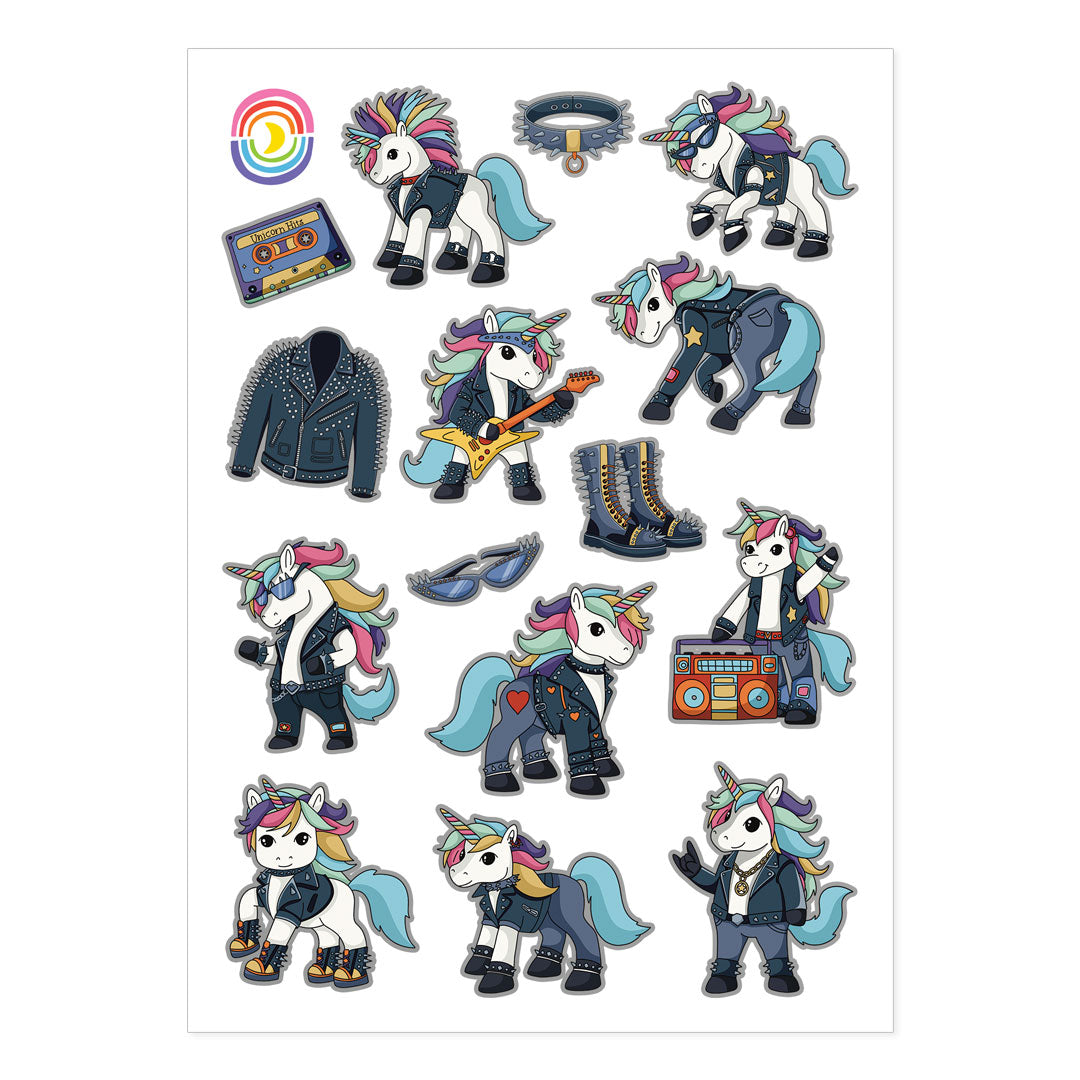 Rock n Roll Unicorn Foil Sticker Sheet