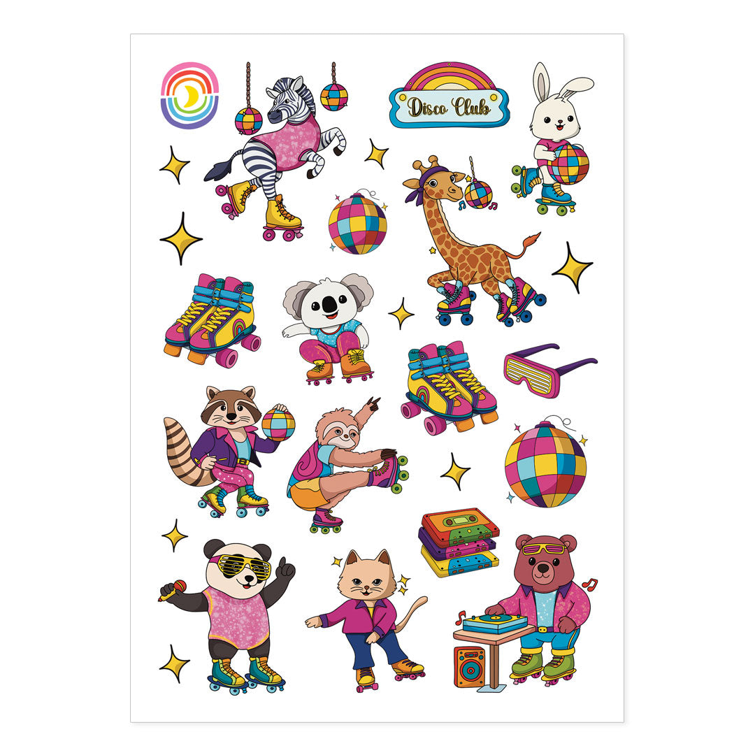 Animal Roller Disco Hologram Sticker Sheet