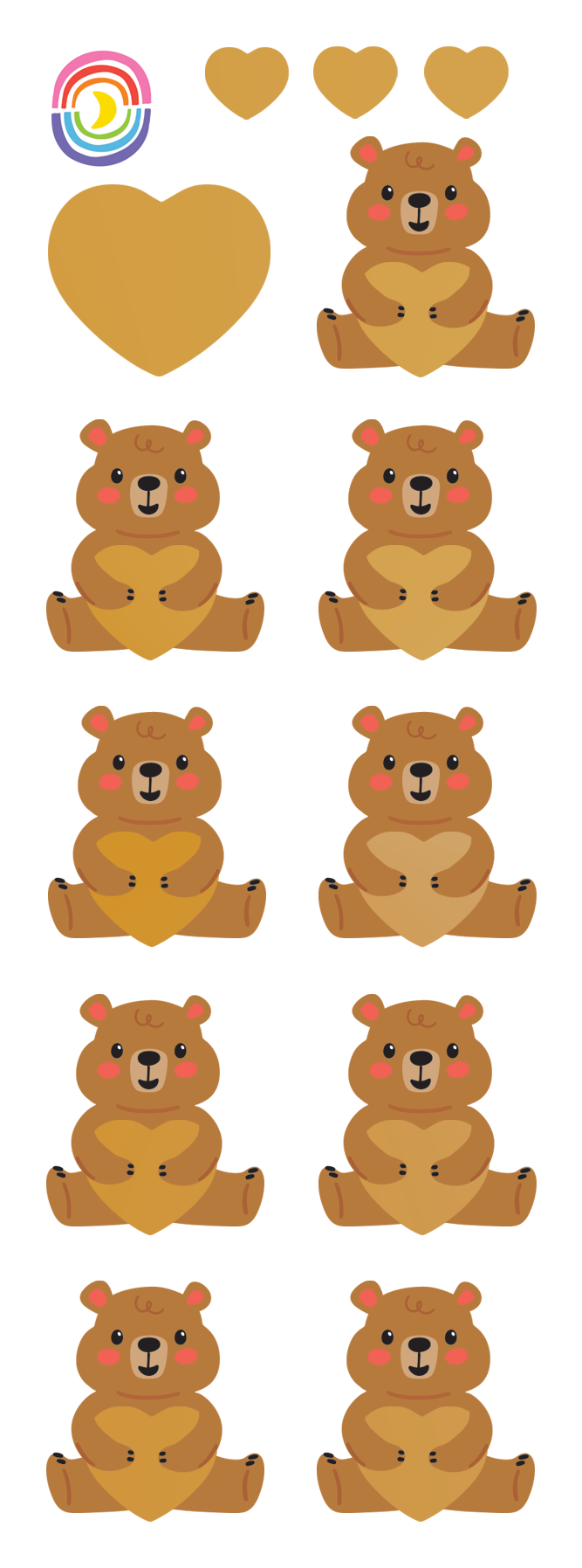 Bear Hug Gold Foil Strip Sticker Sheet