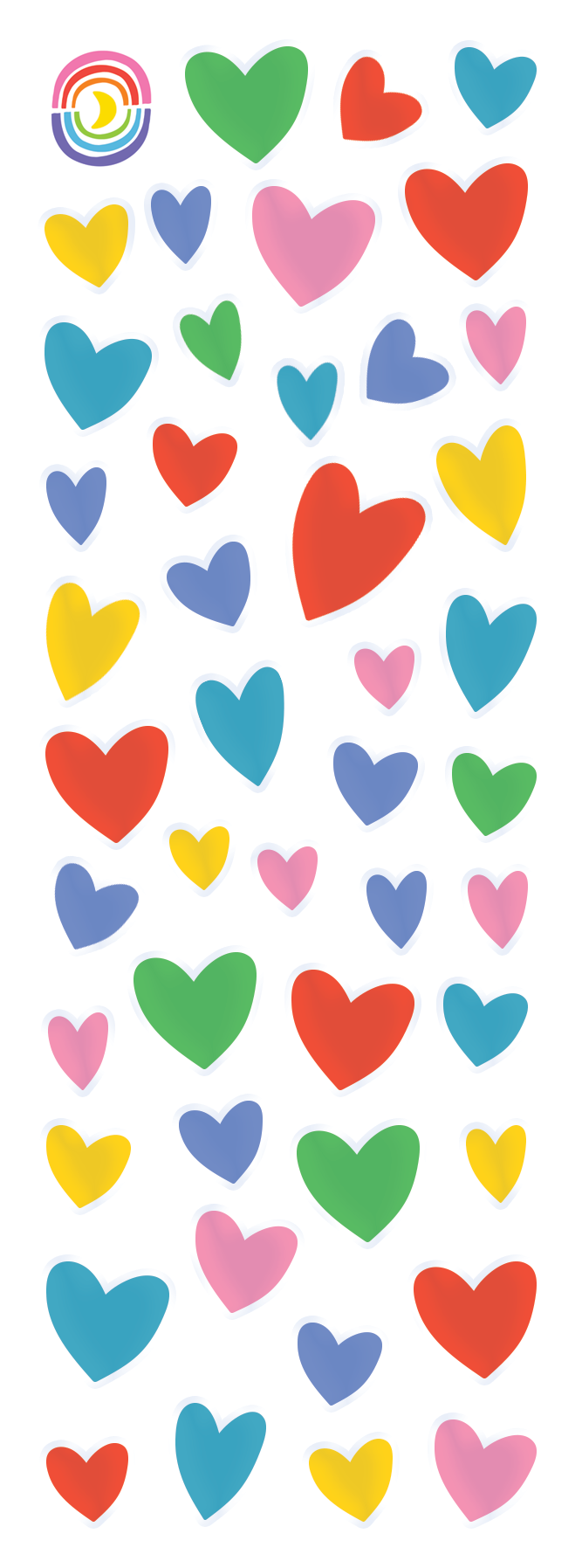 Color Hearts Rainbow Foil Strip Sticker Sheet