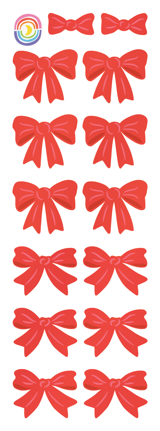 Red Ribbons Foil Strip Sticker Sheet