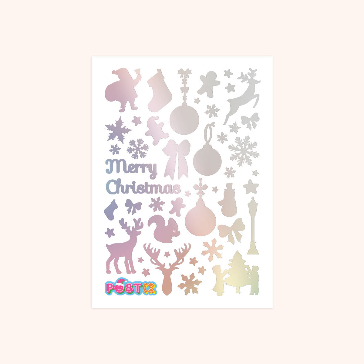 Christmas Silhouettes A6 Foil Hologram Sticker Sheet