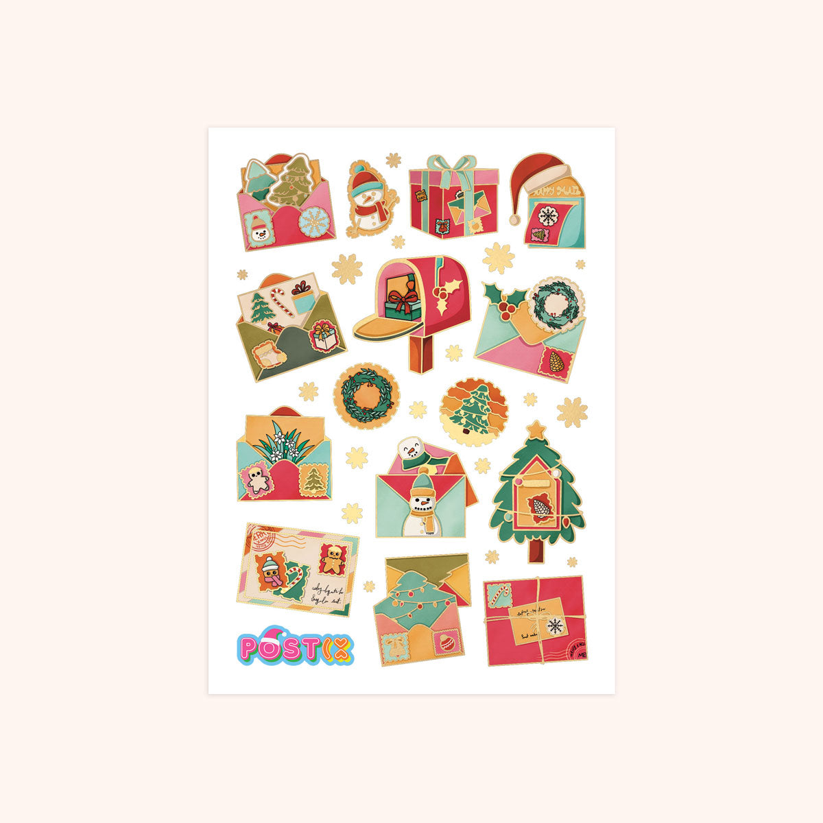 Merry Mail Days A6 Gold Foil Sticker Sheet