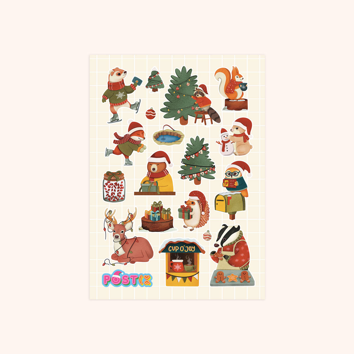 Furry Festive Friends A6 Sticker Sheet