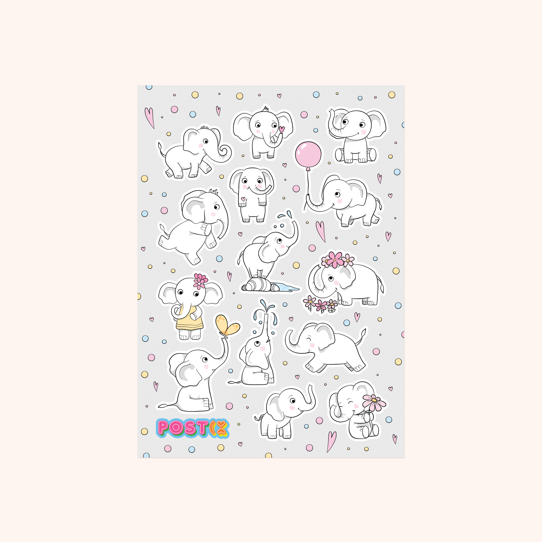 Jolly Jumbo Elephants A6 Paper Sticker Sheet