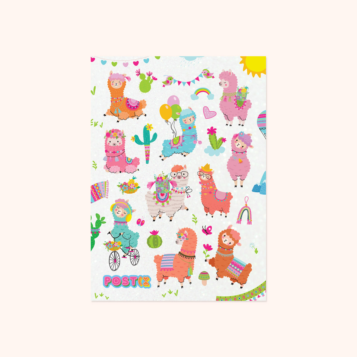 Alpaca Party Glitter Sticker Sheet