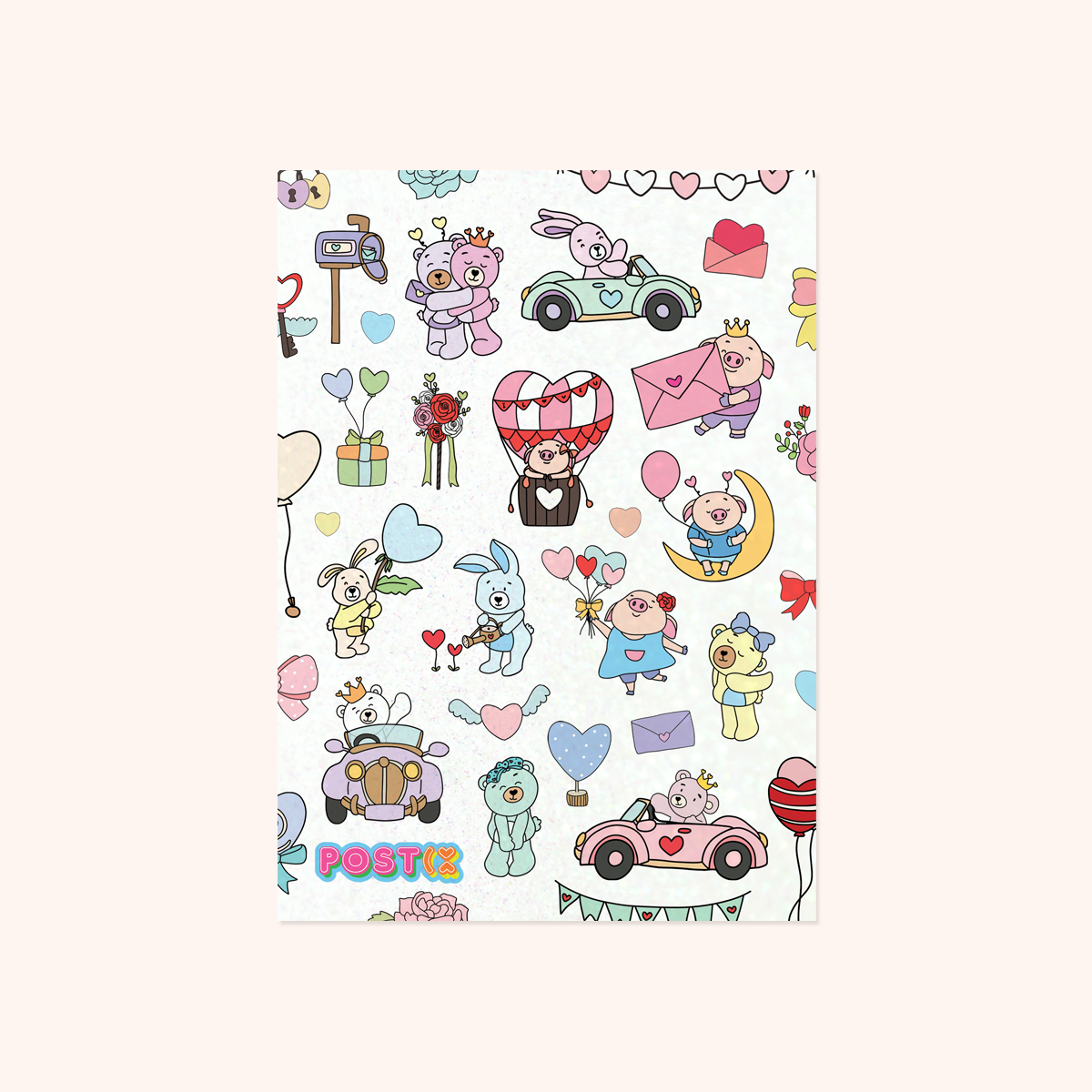 Animal Sweethearts Glitter Sticker Sheet