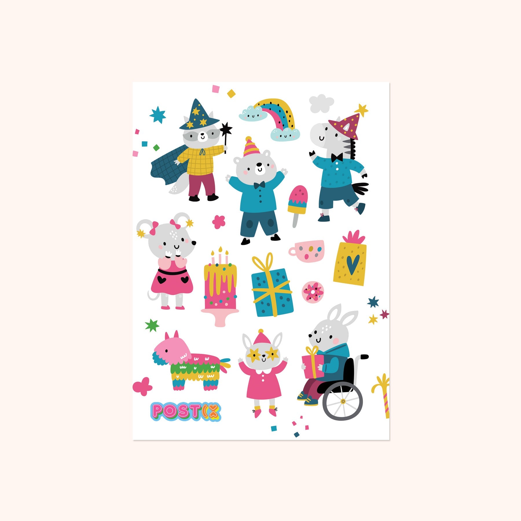 Animals Birthday Party Sticker Sheet