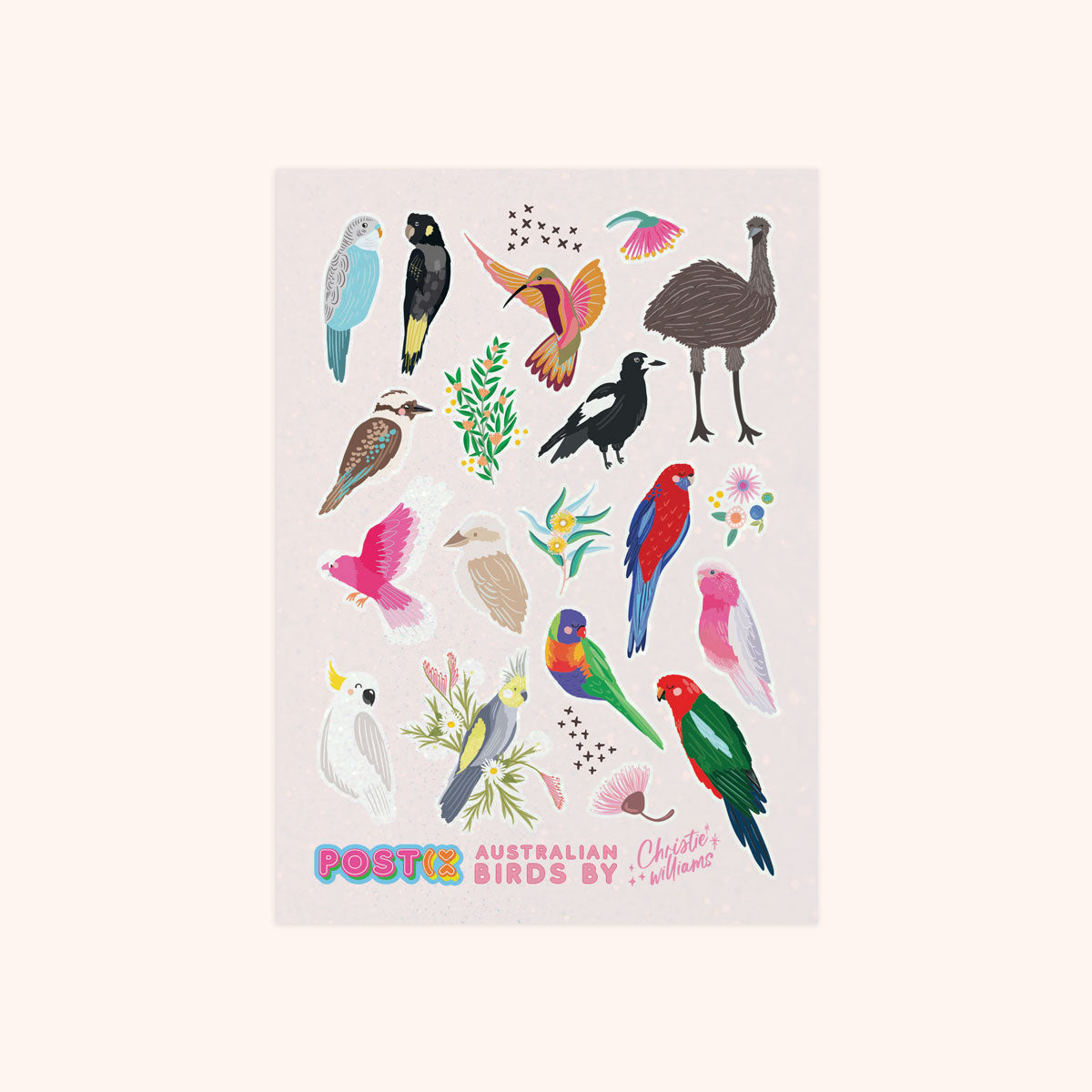 Aussie Bird Life Glitter Sticker Sheet