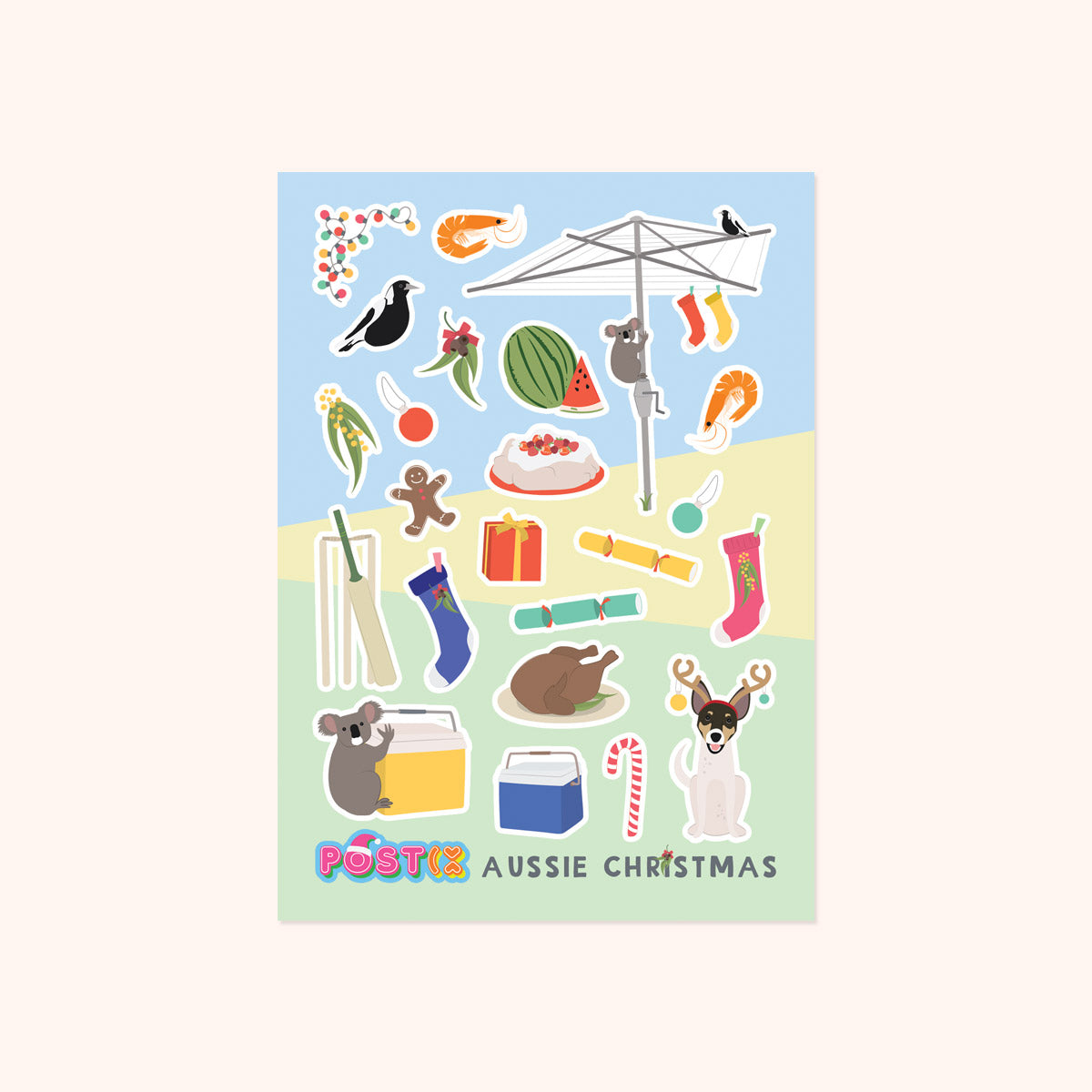 Aussie Christmas Day A6 Sticker Sheet