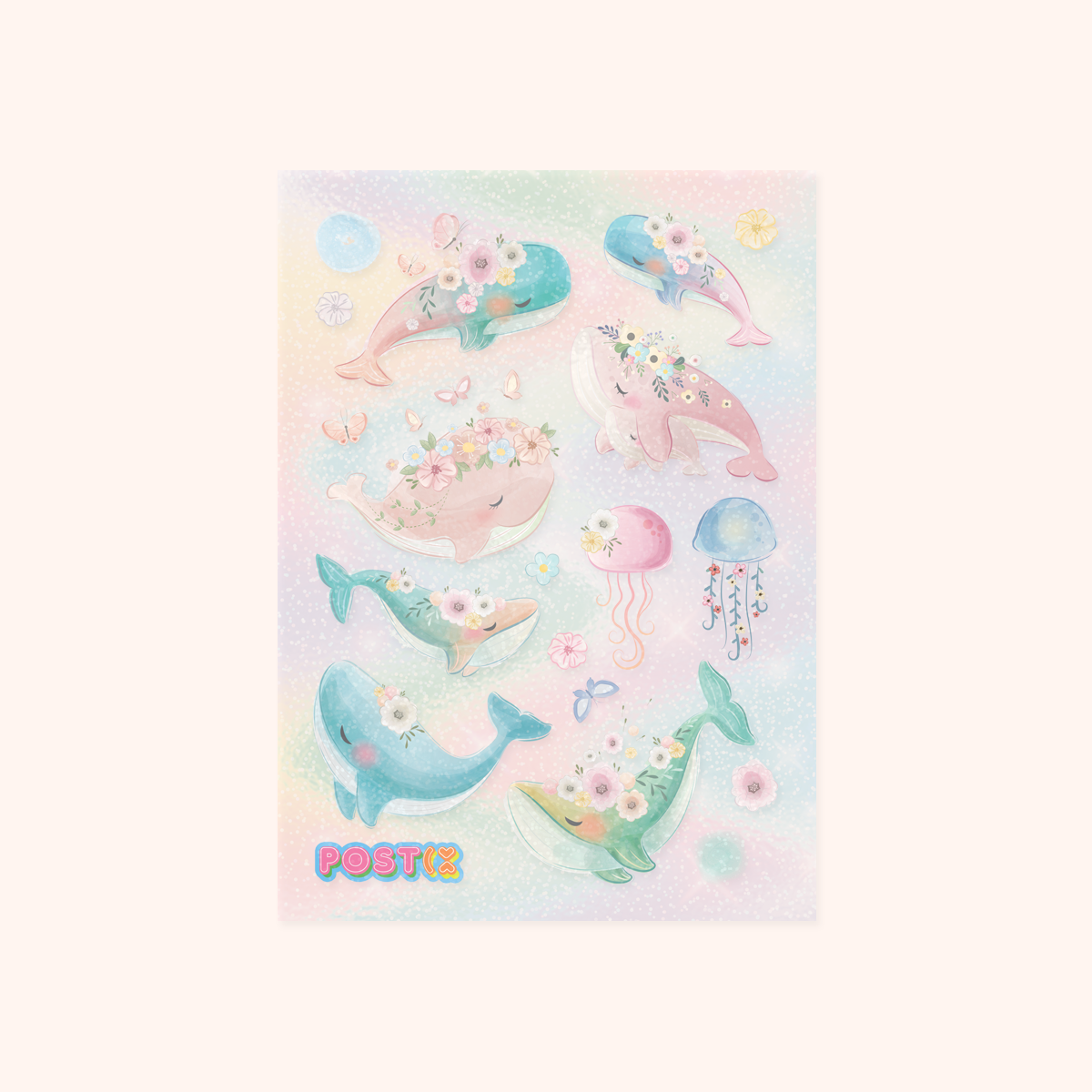 Boho Whales Clear Hologram Sticker Sheet