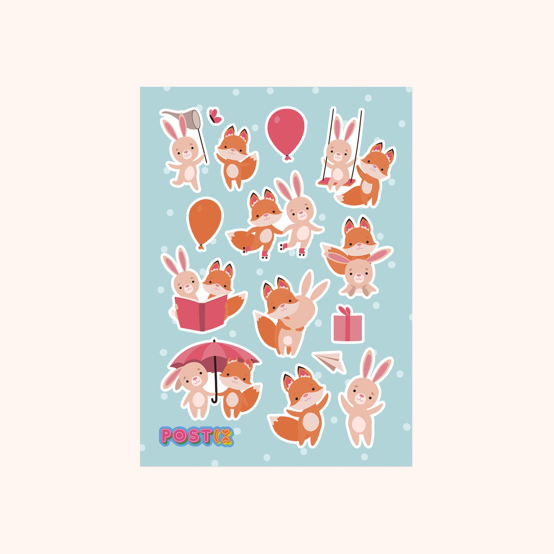 Fox and Bunny Friendship Buddies Sticker Sheet