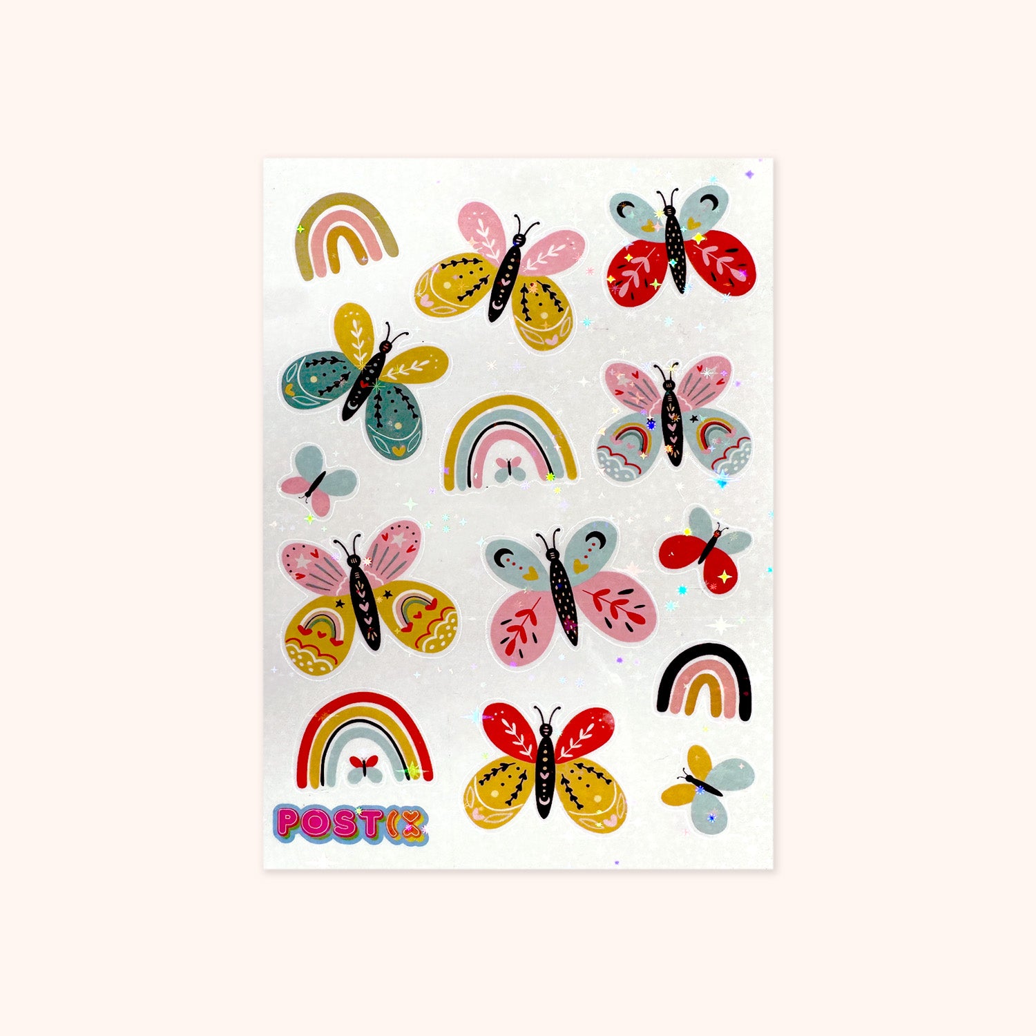 Rainbow Butterfly A6 Hologram Sticker Sheet