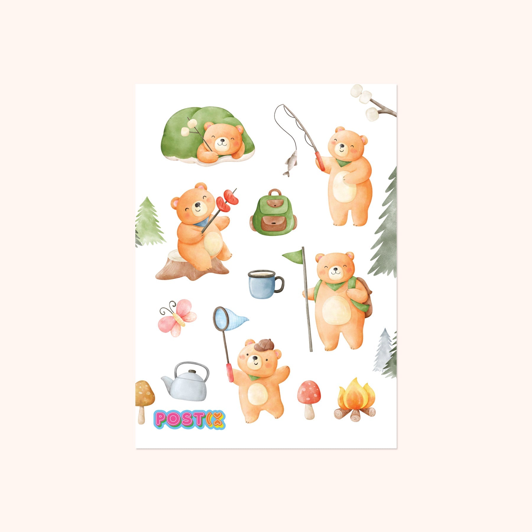 Camping Bears Washi Sticker Sheet