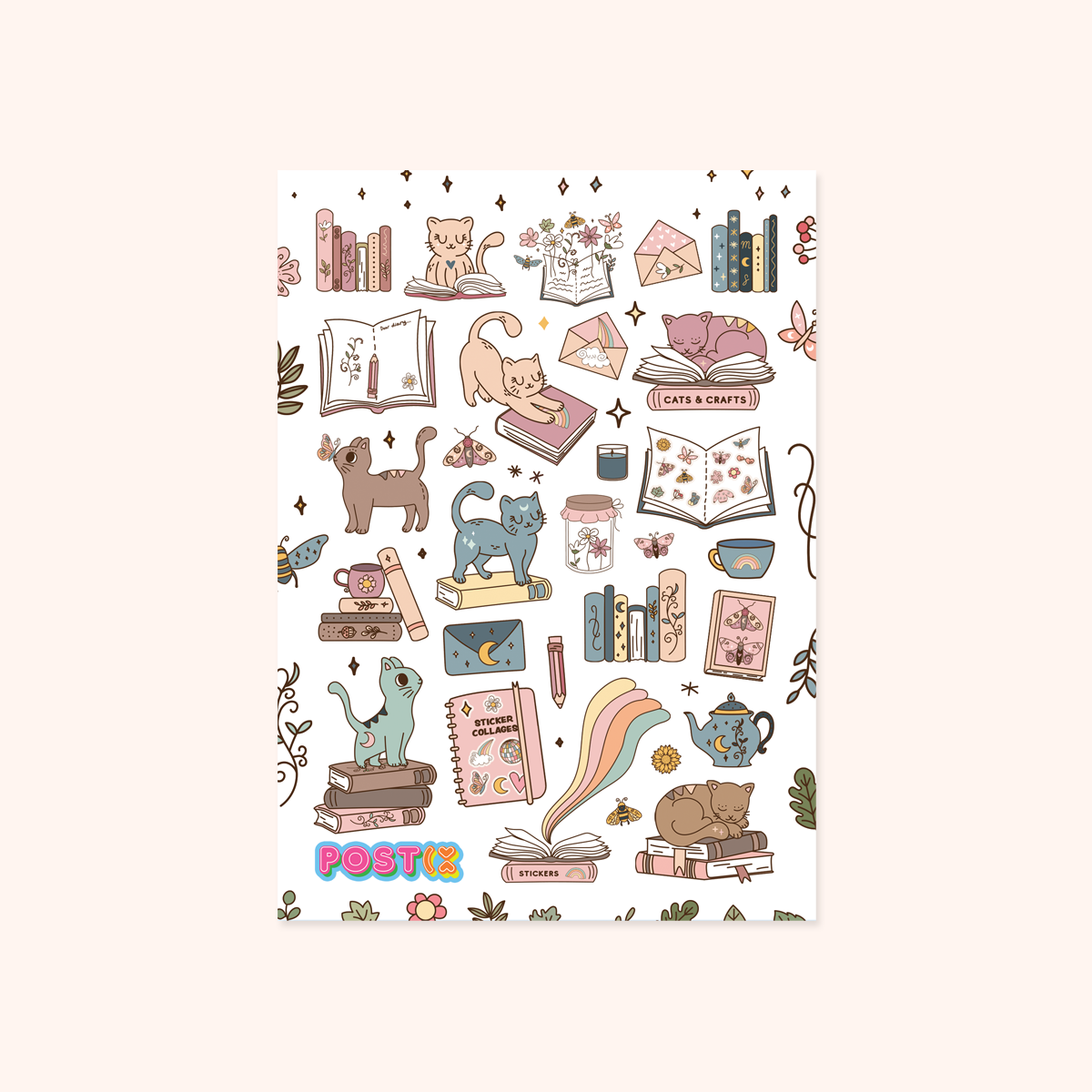 Crafty Cats A6 Paper Sticker Sheet