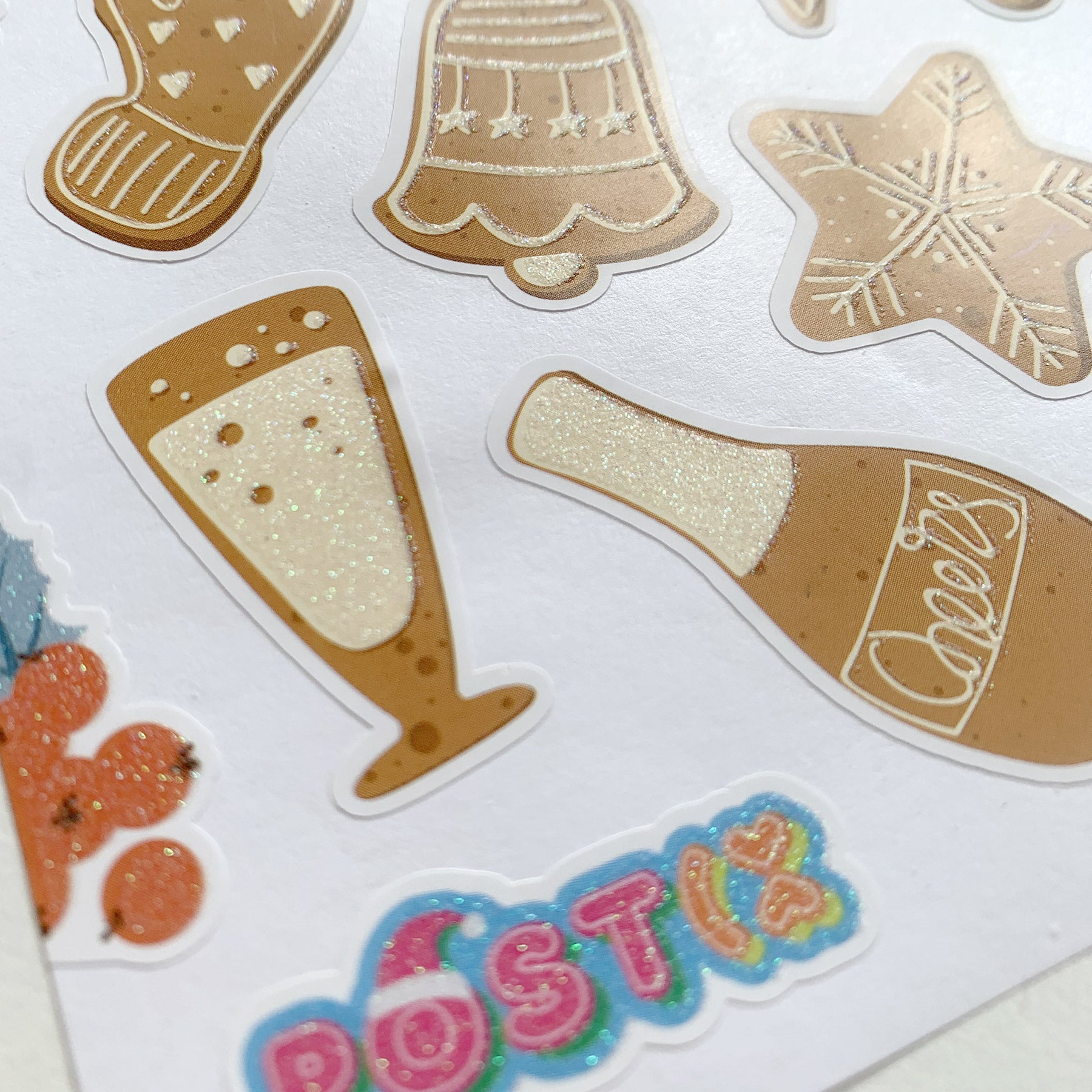 Christmas Gingerbread Cookies Glitter Sticker Sheet