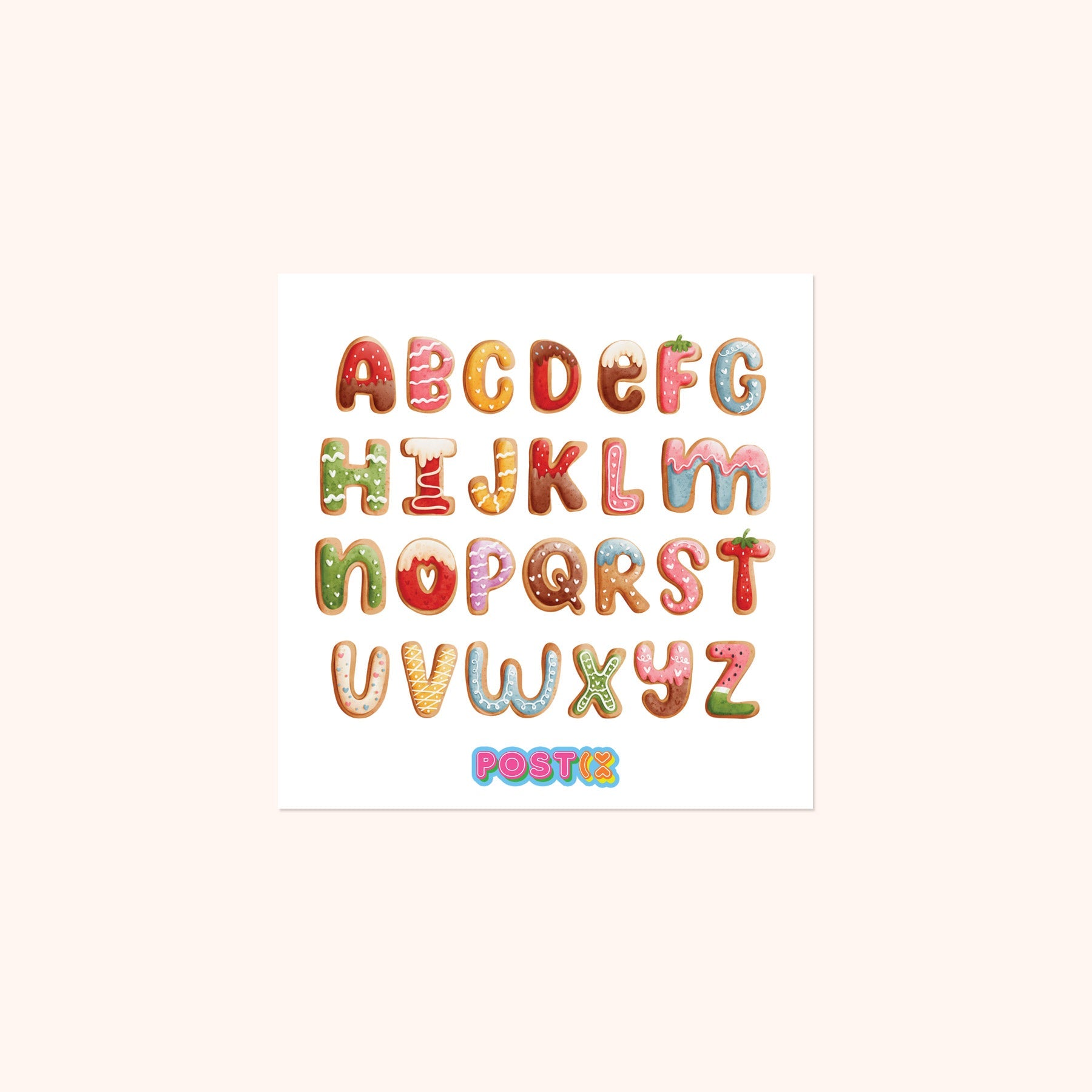 Alphabet Cookies Rub On Sticker Sheet