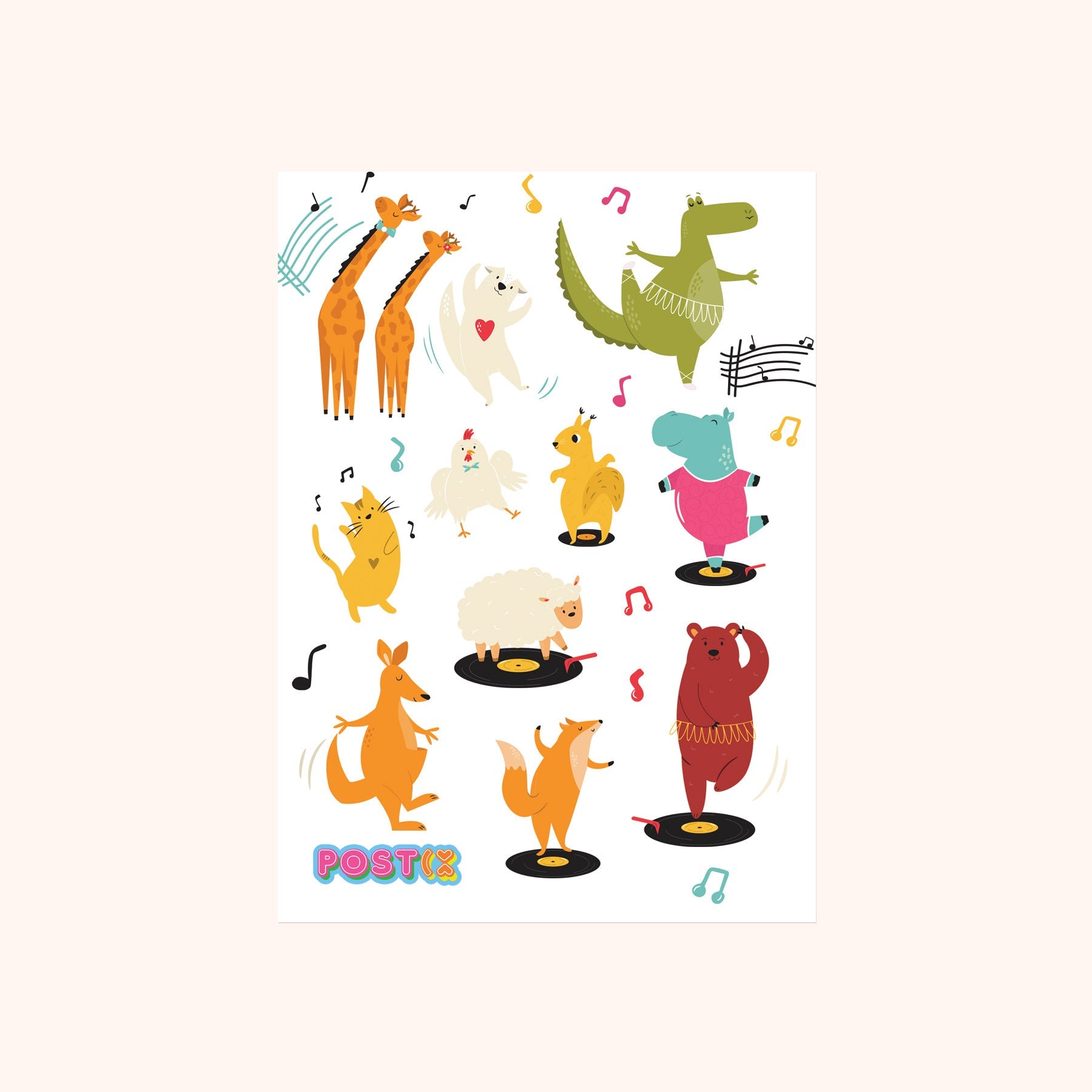 Animals Dance Party Sticker Sheet