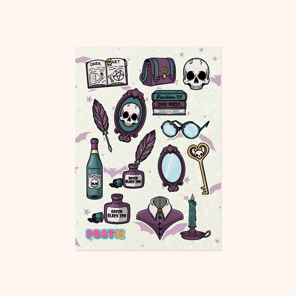 Dark Arts Academy Glitter Sticker Sheet