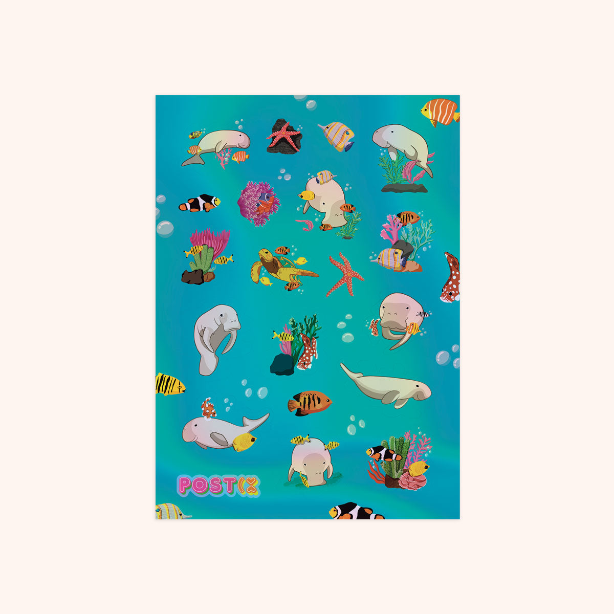 Great Barrier Reef Dugongs Hologram Sticker Sheet