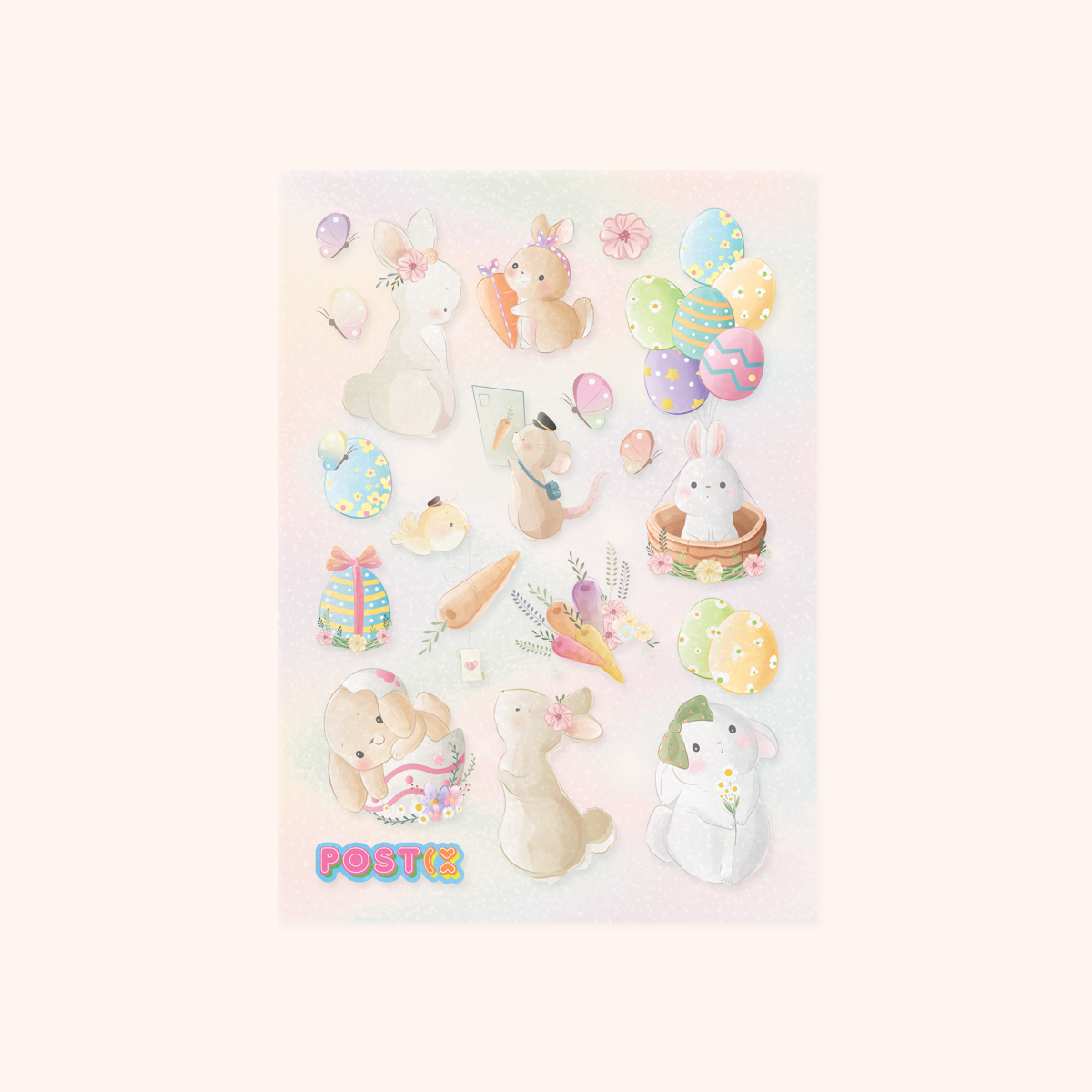 Easter Bunnies A6 Clear Hologram Sticker Sheet