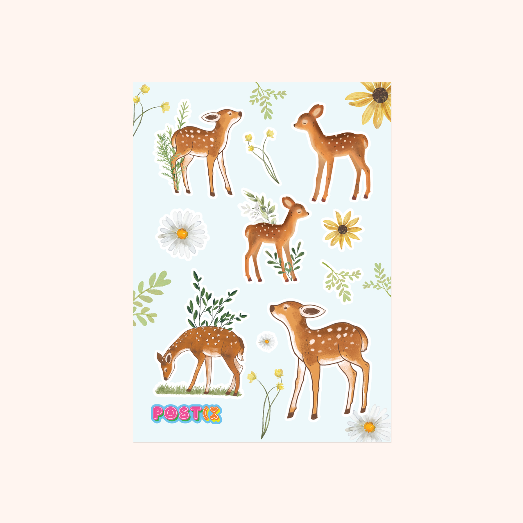 Elegant Deer Garden Washi Sticker Sheet