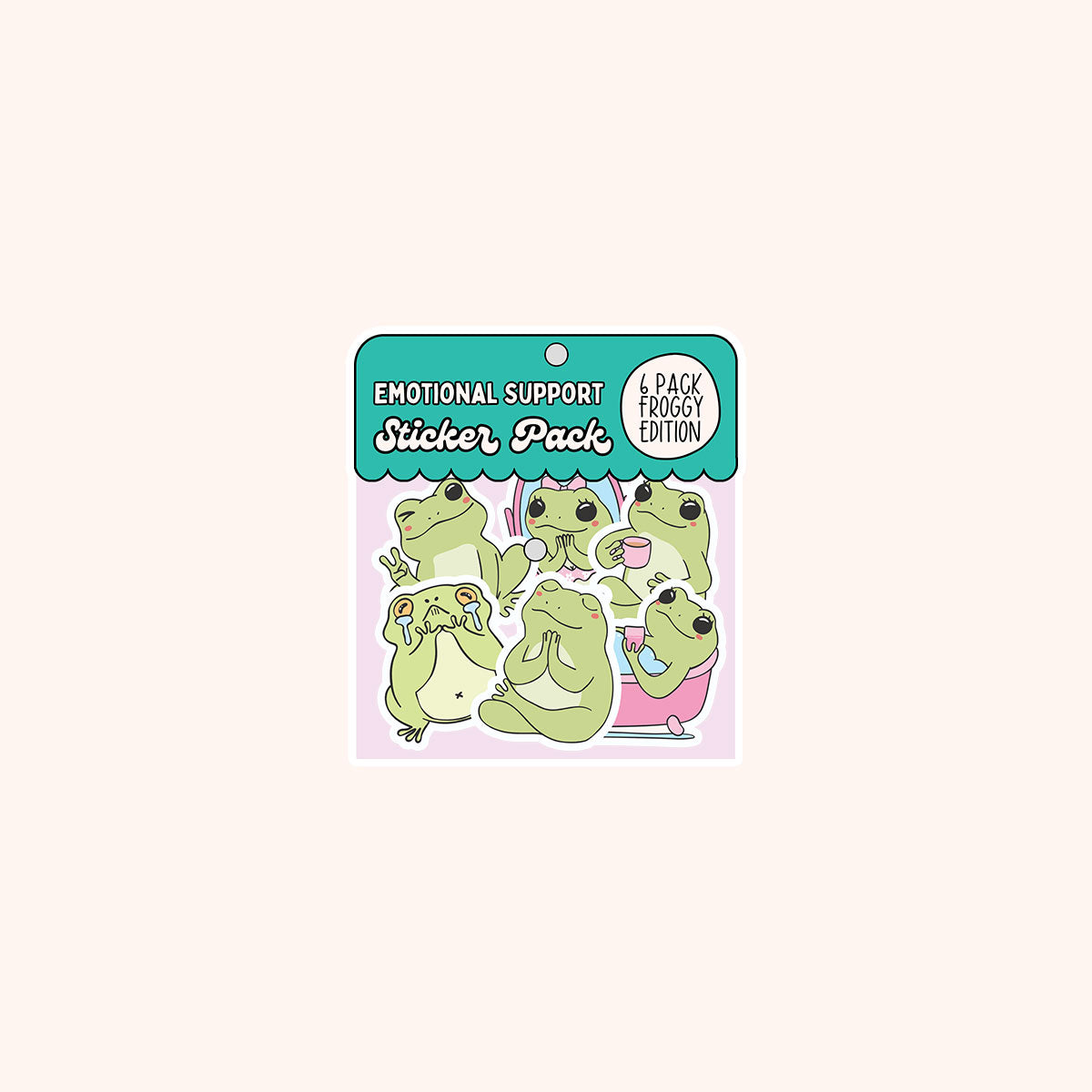 Emotional Support Sticker Frogs Glitter Vinyl Sticker