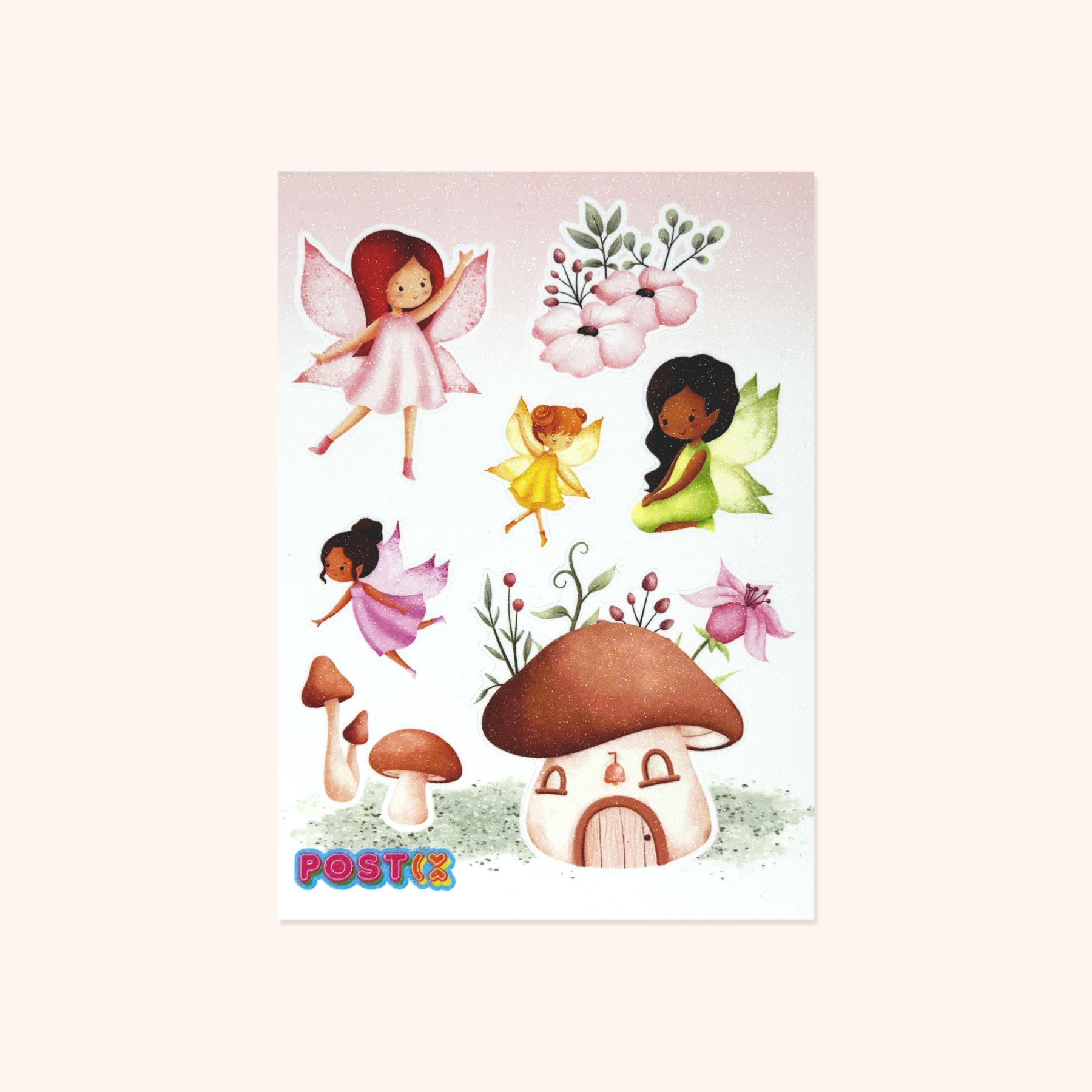 Enchanted Fairy Forest Mushroom Glitter Sticker Sheet