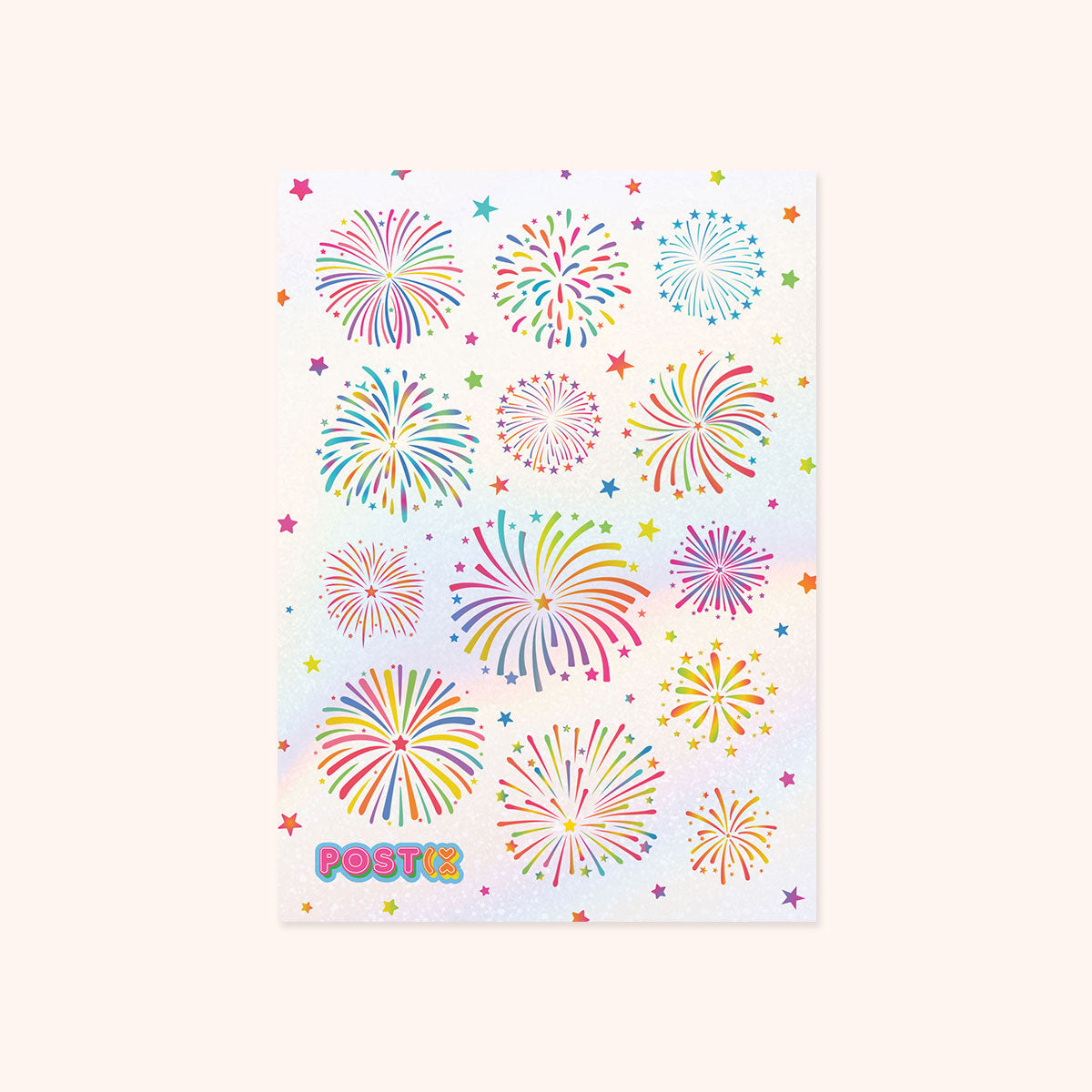 Rainbow Fireworks A6 Hologram Sticker Sheet