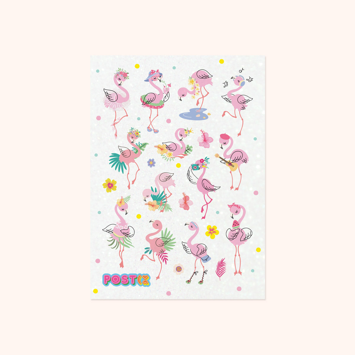 Flamingo Fun Glitter Sticker Sheet