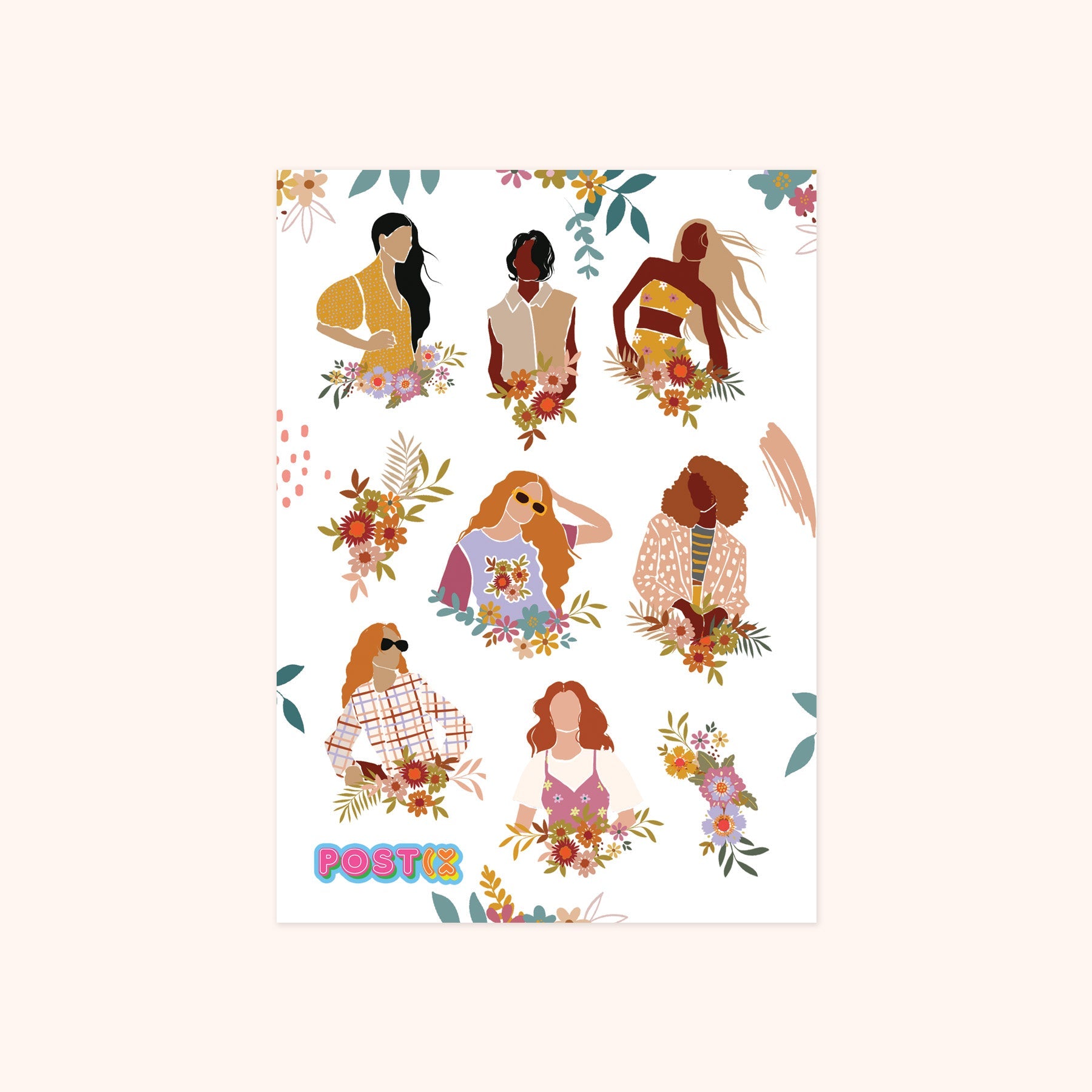 Flower Power Women Sticker Sheet