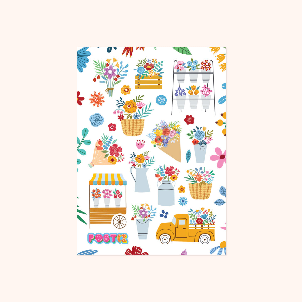 Flower Market A6 Paper Sticker Sheet