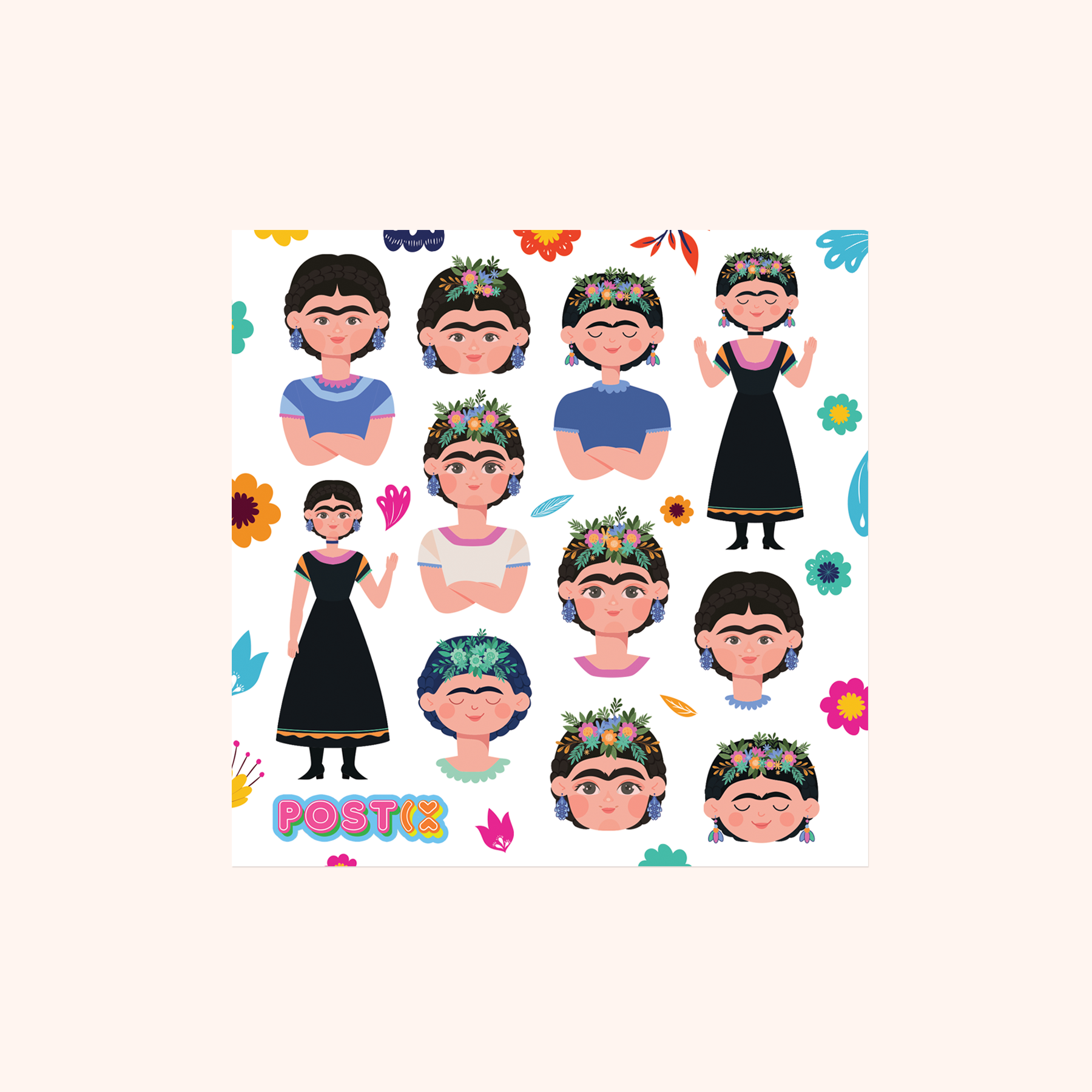 Fabulous Frida Kahlo Square Sticker Sheet